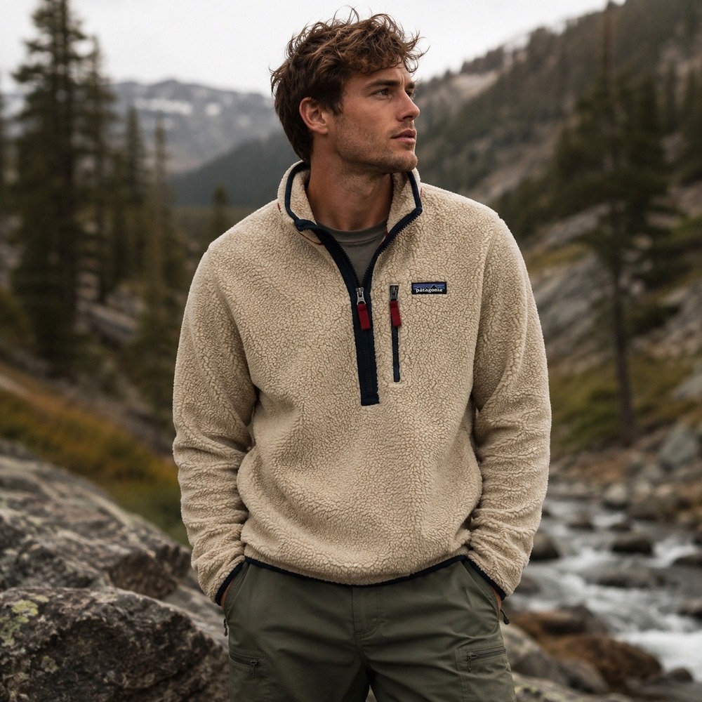 Patagonia Retro Pile Pullover Mens Medium El Cap Khaki 22810 Shearling Fleece
